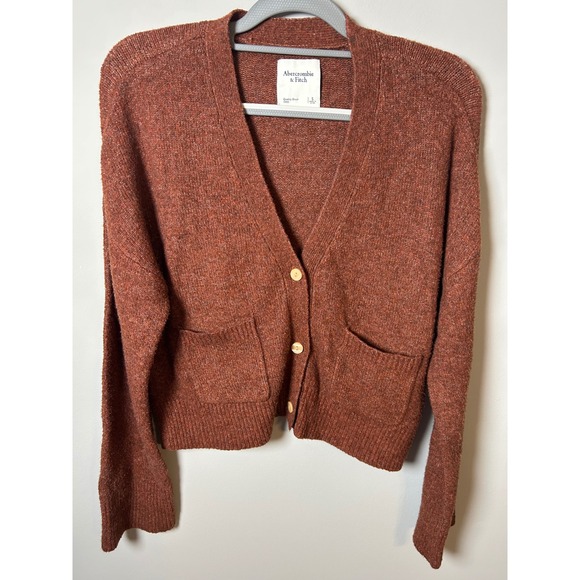 Abercrombie & Fitch Sweaters - Abercrombie & Fitch Rust Orange Marl V-Neck Button Front Cardigan Sweater Small‎